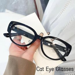 Sunglasses Vintage Blue Light Blocking Myopic Glasses Fashion Cat Eye Short Sight Eyeglasses Oversized Frame Finished Near Eyewear