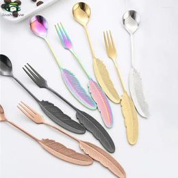 Forks Hanami Durability Creative Feather Handle Design 304 Stainless Steel Spoon Resistant To Scratches Ice Cream Aging