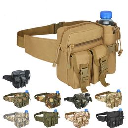 Outdoor Waist Bag Men Tactical Water Bottle Waterproof Molle Camouflage Hunting Hiking Climbing Nylon Mobile Phone Belt Pack 240117