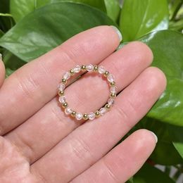 Decorative Figurines Natural White Crystal Mini Braided Beaded Ring With Reiki Couples Elastic Rope Energy Healing Jewellery Gift