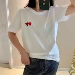 Embroidered red heart-shaped womens T-shirt 100% cotton loose plus size 4XL round neck couple short sleeve designer brand outdoor leisure sports mens short sleeve top