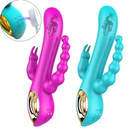 3 In 1 Dildo Rabbit Vibrator Waterproof USB Magnetic Rechargeable Anal Clit Sex Toys for Women Couples Shop 240117