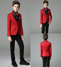 Fashion Red Boys Tuxedo Shawl Lapel boy formal suit Tuxedo for Wedding Party 3 piece little boys evening dinner Boy039s Formal 8037690