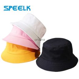 Ball Caps New Unisex Cotton Bucket Hats Women Summer Sunscreen Panama Hat Men Pure Color Sunbonnet Fedoras Outdoor Fisherman Hat Beach Cap YQ240117