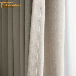 Simple and Modern Cotton and Linen Cream Blackout Curtains for Living Room Bedroom Decoration Custom Finished Partition Curtain 240117