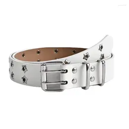 Belts 2024 Stars Porous American Wide Belt Women's Punk Nightclub Europe And The United States Rock Personality White