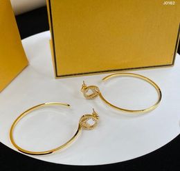 Big Gold Hoop Earrings Designer For Women Designers Studs Luxury Diamond Hoops Brand Letter F Fashion Jewellery With Box4827669