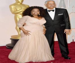 Elegant Oprah Winfrey Oscar Celebrity Red Carpet Dresses Champagne Mermaid Plus Size Long Sleeve Pleated Evening Mother Off Bride 2831126