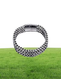 Men039s Stainless Steel Braid Double Row Front and Back Keel Magnet Clasp Bracelet Titanium Steel Jewelry7241629