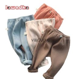 Trousers Lawadka Spring Autumn Newborn Baby Girls Boys Pants Cotton Solid Big PP Pants High Waist Infant Trousers Fashion Toddler Clothes H240508