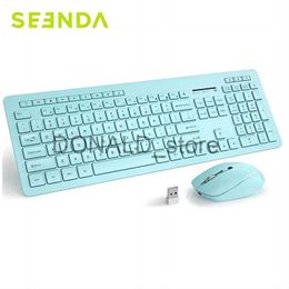 Keyboards Seenda 2.4G Wireless Keyboard and Mouse Set Cute Ergonomic Quiet Keyboard Mouse for Computer PC Office Laptop Desktop J240117