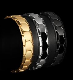 TrustyLan 18MM Wide Health Magnet Bracelet Indian Men Jewellery Gold Colour Polished Stainless Steel Mens Bracelets Man Bracelet Y2007538528