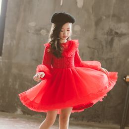 Girls' Dress Spring/Autumn Gauze 3-12 Years Old Princess Dress Autumn/Winter Etiquette Dance Dress