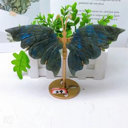 Cat Carriers Natural Hand-carved Butterfly Labradorite Wings Healing Carving For Family Statue Home Decoration Gift