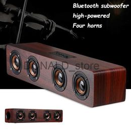 Portable Speakers Powerful 12W Wooden Bluetooth Speaker Subwoofer Home Theater System Super Bass HIFI Soundbar with Four Horns for TV Computer J240117