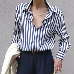 Women's Blouses Women Satin Shirt 2024 Spring Autumn Long Sleeve Button Up Silk Vintage Female Work Office Tops Ladies Casual Clothing