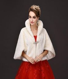 White Fur Coat Wedding Stole Shawl Shrug Bridal Prom Bolero Cape Ladies Evening Party Faux Fur Wedding Wraps Fashion Vintage1202373