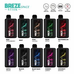 100% Original Breze Stiik 6000 puffs disposable electric cigarette disposable pods 10ML Ejuice Refilled LED Display 950mah recharable RGB Disposable pods vapes