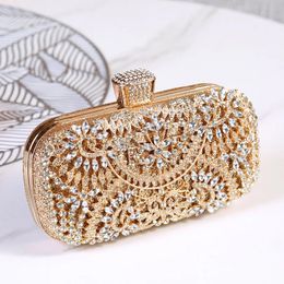 Women Diamond Evening Bag Mini Hollow Out Dinner Purse Ladies Glitter Crystal Shiny Dress Clutch Bridal Wedding Banquet Handbag 240117