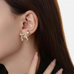 Stud Earrings Bow Ear Studs Golden Bowknot For Women Fashionable Accessories Cute Christmas Gift Comfortable