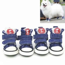 Pet Dog Shoes for Small large Dogs Blue Sneakers Puppy Cat Classic Canvas Boots Teddy Pomeranian Antislip Comfortable 240117