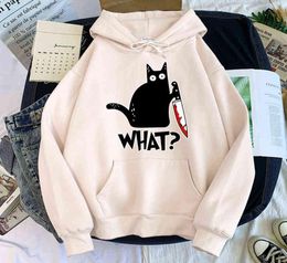 Black Cat With A Knife What Male Sweatshirt Skin Friendly Pullover Fashion Streetwear Tracksuits Oversized Loose Pullovers Man G121738721