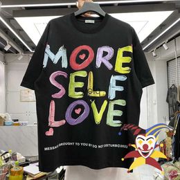 Men's T-Shirts 2022ss Colorful Large Letter Small Heart Print Loose Round Neck T Shirt Men Women Best Quality T-shirts Tops Teeyolq