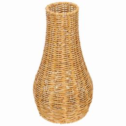 Vases Imitation Rattan Vase Holder Flower Decor Woven Containers Plastic Terrarium Simple Basket YQ240117