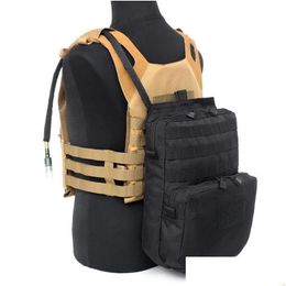 Outdoor Bags Tactical Molle Backpack Army Military Hydration Airsoft Combat Water Bag Hunting Durable Attached Vest Pouch Equipment D Dhpf8