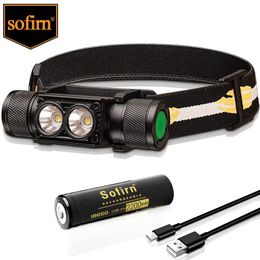 SOFIRN H25L USB Rechargeable 1200LM Headlamp with 18650 Battery Dual LH351D 90CRI 5000K Head Flashlight Camping Fishing Torch 240117