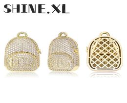 Iced Out Gold Bags Pendant Necklace with Tennis Chain Gold Color Cubic Zircon Men039s Hip hop Jewelry For Gift302h3051737