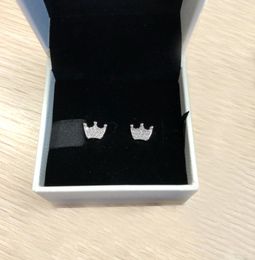 Gender-induced Crown Stud Earrings with Box for 925 Sterling Silver Plated Rose Gold Princess Crown Lady Stud Earrings3034570