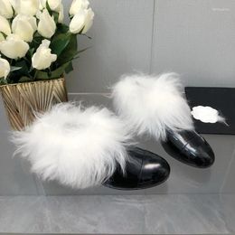 Dress Shoes Autumn And Winter Classic Women's Single Top Quality Designer Short Boots Fashion Luxury Fur Leather 41