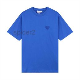 Mens t Shirt De Coeur Tees Short Sleeves Shirts Men Designer Top France Fashion Embroidered Heart Pattern Round Neck Paris T-shirt F54e U0XY
