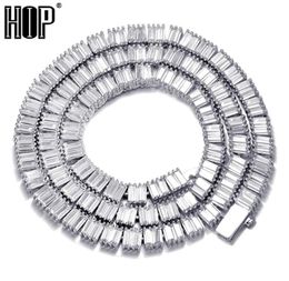 Hip Hop 4MM Cuban Square Baguette CZ Tennis Chain Bling Iced Out Copper Cubic Zirconia Necklace For Men Women Jewelry5108535