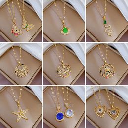 Necklace Designer For Woman Micro Inlaid True Gold Necklace Women's Transport Beads Ins Net Red Collar Chain Accessories 982 821