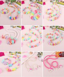 Children Colourful Beads Necklace Suit Jewellery Flower Butterfly Pattern Kids Fashion Acrylic Chain Bracelet 2 2nc J27107659
