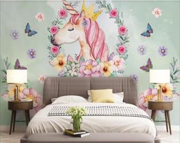 3d room wallpaper custom po mural Nordic handpainted flowers unicorn art background wall decorative painting wallpaper for wal9494278