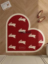 Carpets Doorway Mat 2023 New Year Rabbit Red Love Cute Cutable Carpet Floor Mat Festival Home Decoration Easy Clean vaiduryd