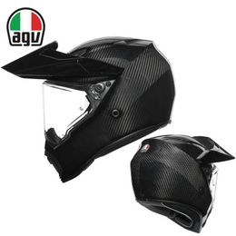 Full Face Open Agv Axe Carbon Fibre Motorcycle Off Road Helmet Anti Fog Full Cover Men's and Women's Motorcycle Running Helmet Pull Helmet All Seasons PQFI