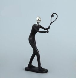 Novelty Games Crafts Modern Abstract Sculpture Sports Tennis player figure model Statue Art Carving Resin Figurine Home Decoration1895157