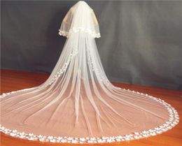 2020 Blush Face Wedding Veils Two Layers Lace Appliques Wedding Hair Accessories Custom Made 3D Flowers Bridal Veil1549591