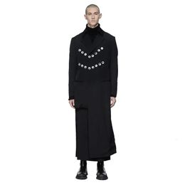 S~7XL Customizable Men's fashion Stage show Medium and long section loose multi-button irregularity after the coat 240116