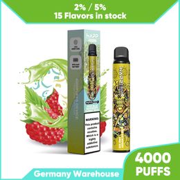 Factory Price 4000Puffs Dsiposable 4000Puffs Vape 15 Flavours 8ml Good Taste Refilled 8ml 2% 5% Strength Vape Juice Electronic Cigarette