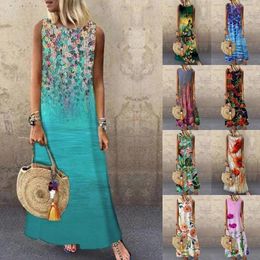 Dress 2022 Dresses For Women Elegant Floral Summer New Sleeveless Knee Length Casual Beach Dress Off Shoulder LongStyle Dress