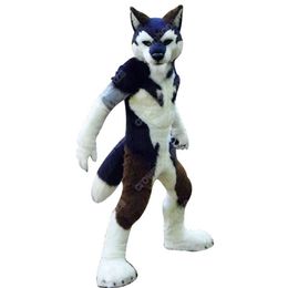 Medium Length Fur Husky Dog Fox Mascot Costume Cartoon Character Outfit Suit Xmas Outdoor Party Festival Dress Promotional Advertising Clothings