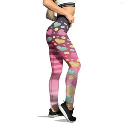 Active Pants Running Stripes For Yoga Leggings Print Lovesy Valentine's Day Women's