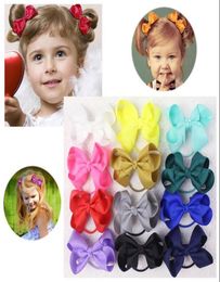 3 inch baby Solid Grosgrain Ribbon Hair Bows elastic hair bands Baby Girls Hair Accessories Boutique Bows headbands 196 color 50pc1053506