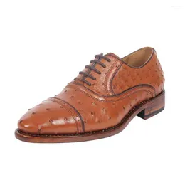 Dress Shoes Hulangzhishi Arrival Ostrich Leather Manual Leisure Men Lace-up Male Fashion