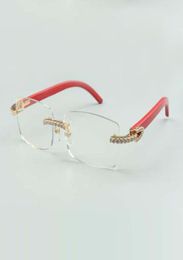 endlesses diamonds glasses frame 3524012 with natural red wooden glasses and 56mm clear lens1474752